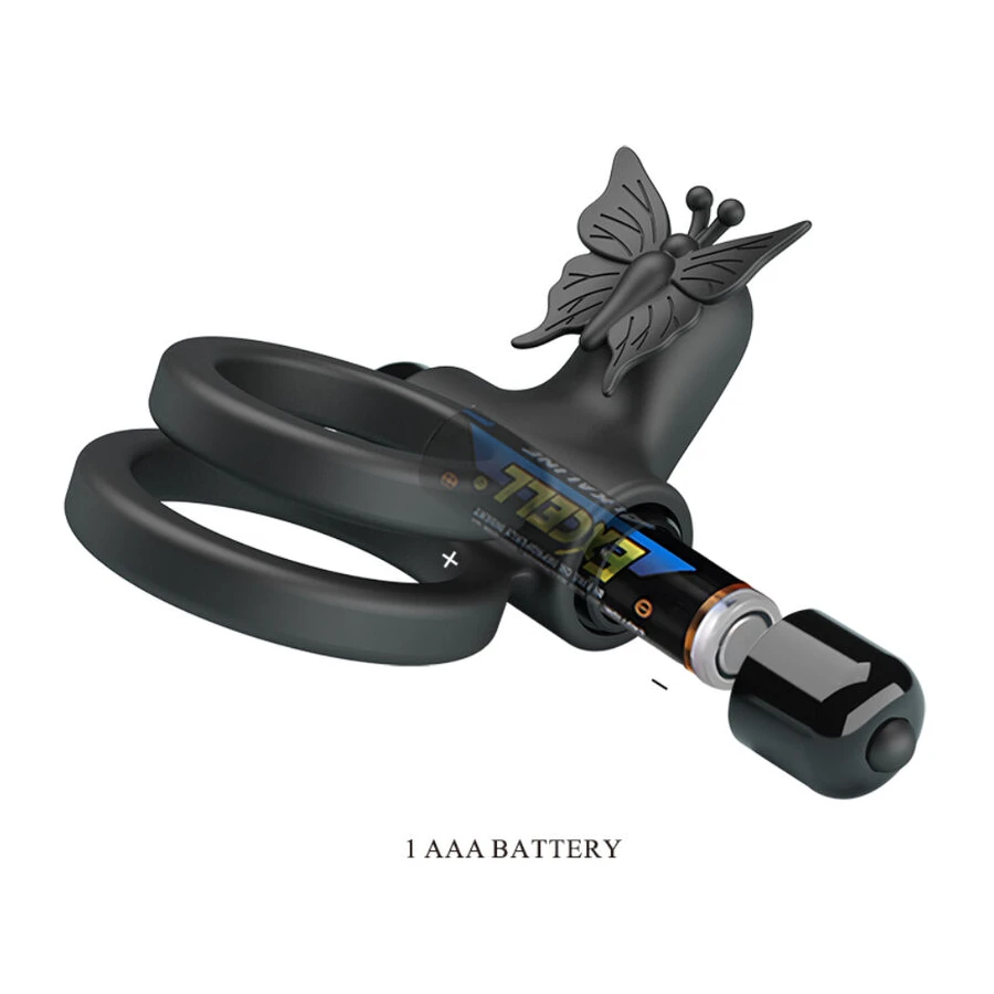 PRETTY LOVE - DOPPIO ANELLO VIBRANTE CON STIMOLATORE NERO